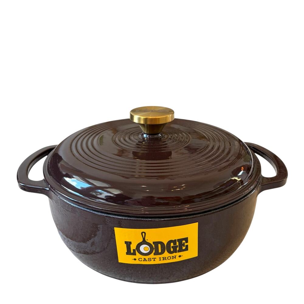 Lodge Enameled Cast Iron Dutch Oven w/Lid Lodge 4.5qt Chocolate Brown NEW